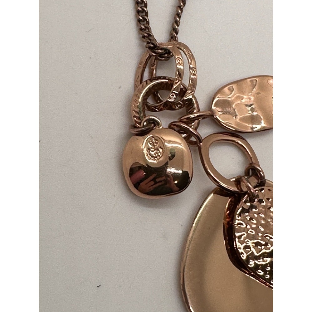 Premier Designs Dangle Multi Charm Copper & Rhinestone‎ Pendant Necklace 16"+ - Picture 3 of 10